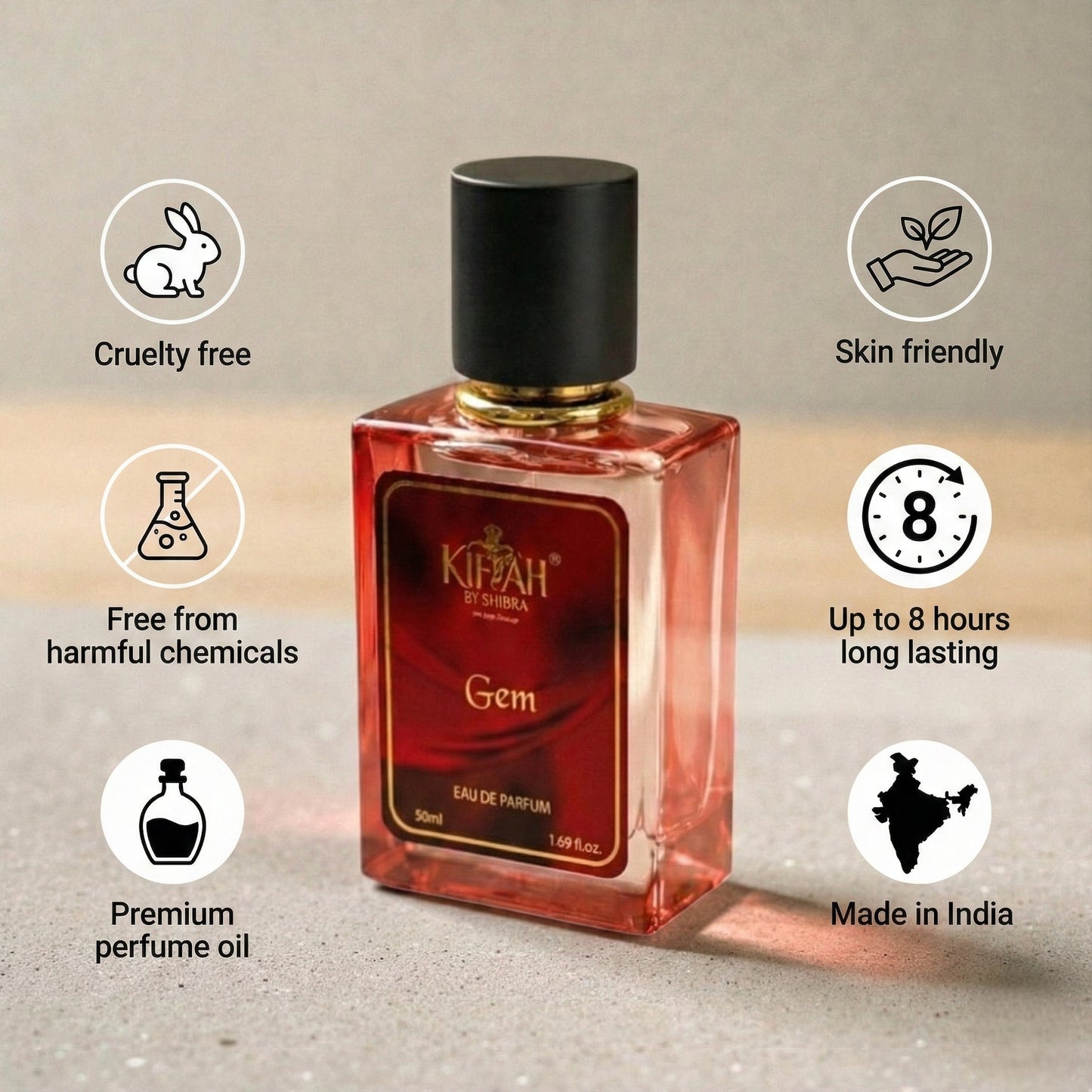 GEM by KIFAH – Elegant Floral Eau De Parfum for Women | 50 ml